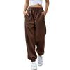 Damen Elastische Taille Kordelzug Jogginghose Locker Lässig Trainingshose Mit Seitentaschen