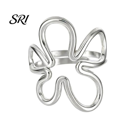 Irregular Hollow Flower Shape Ring Thumb Adjustable Opening Design Finger Stainless Steel Band Versatile Jewelry Gift Durable