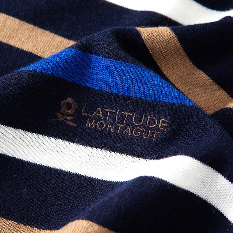 MONTAGUT Herren Colorblock Rundhals Wollmischpullover