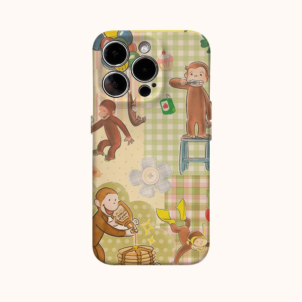 Curious George Phone Case for IPhone 16 15 14 13 12 11 X XS XR XSMAX 7 8 Pro Max Plus Double-layer Back Cover
