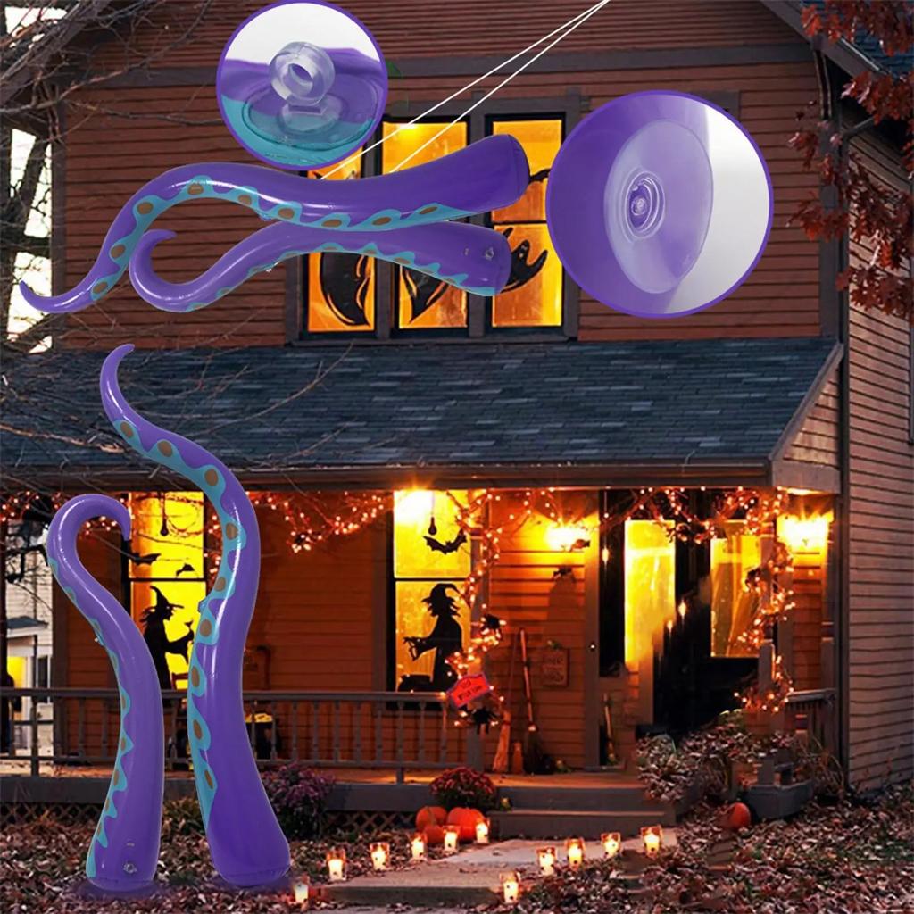 4pcs Giant Inflatable Halloween Octopus Tentacle - Indoor/Outdoor Ornaments DIY Props for Party Horror House & Yard Decoration