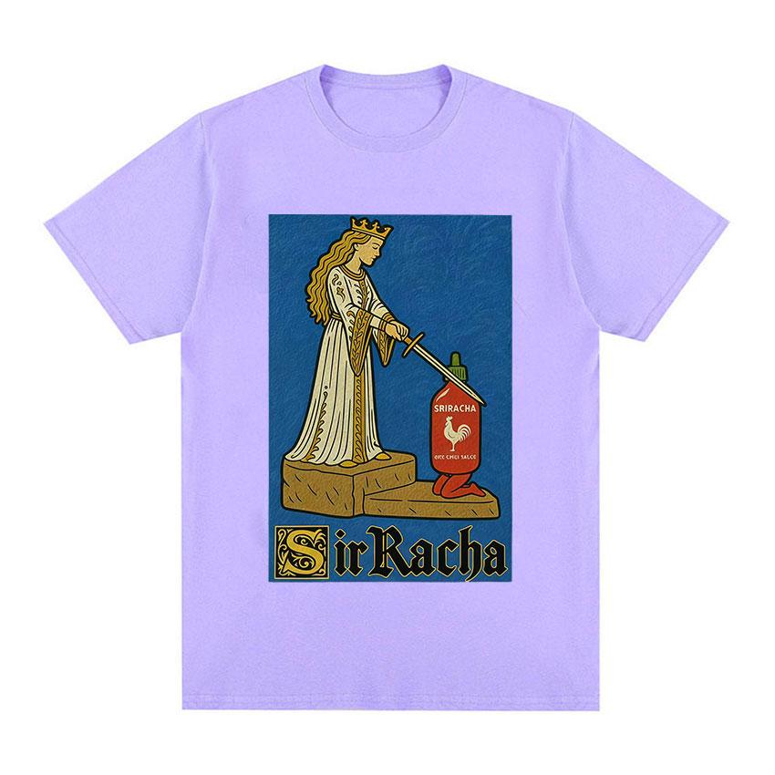 Sir Racha Mittelalter Könige Ära Lustiges Meme Scharfe Soße Grafik T-Shirt Unisex Damen Humor Stil T-Shirt Mode Übergroßes Baumwoll-T-Shirt