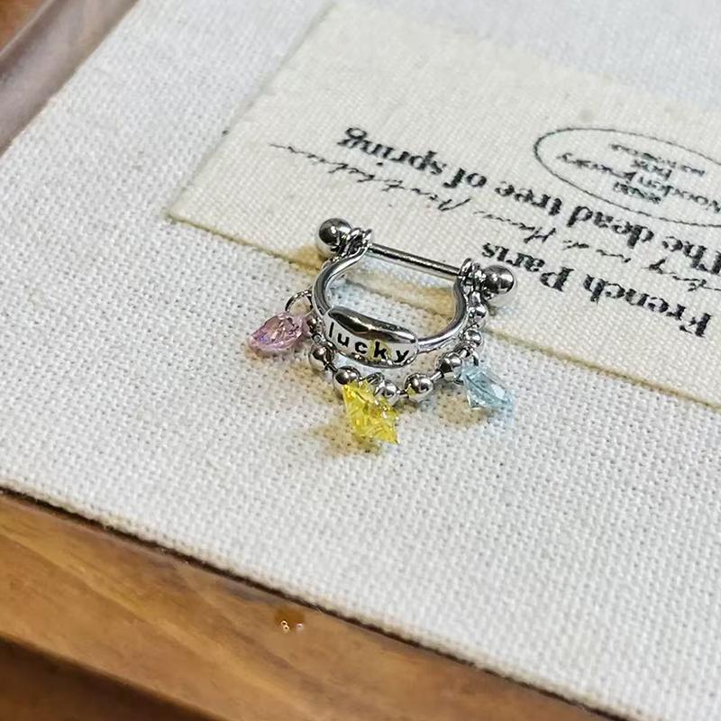 

Star Chain Small Zircon Hoop Earrings For Women Stainless Steel Ear Bone Nail Earring New Trendy Body Piercing Accessorie OneSize