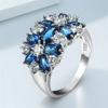 Blue Crystal White Zircon Star Flower Rings For Women CopperColor Engagement Promise Band Wedding Jewelry Valentine's Day Gifts
