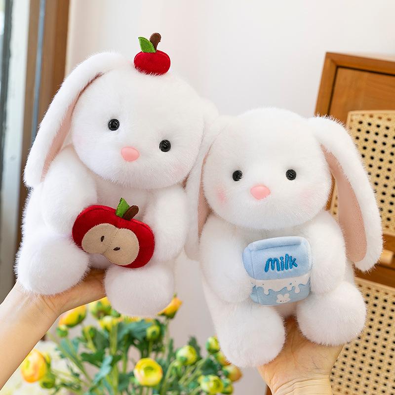 Super Cute Summer Apple Hug Rabbit Plush Toy Wedding Sprinkle Rose Doll Milk Rabbit Home Decoration