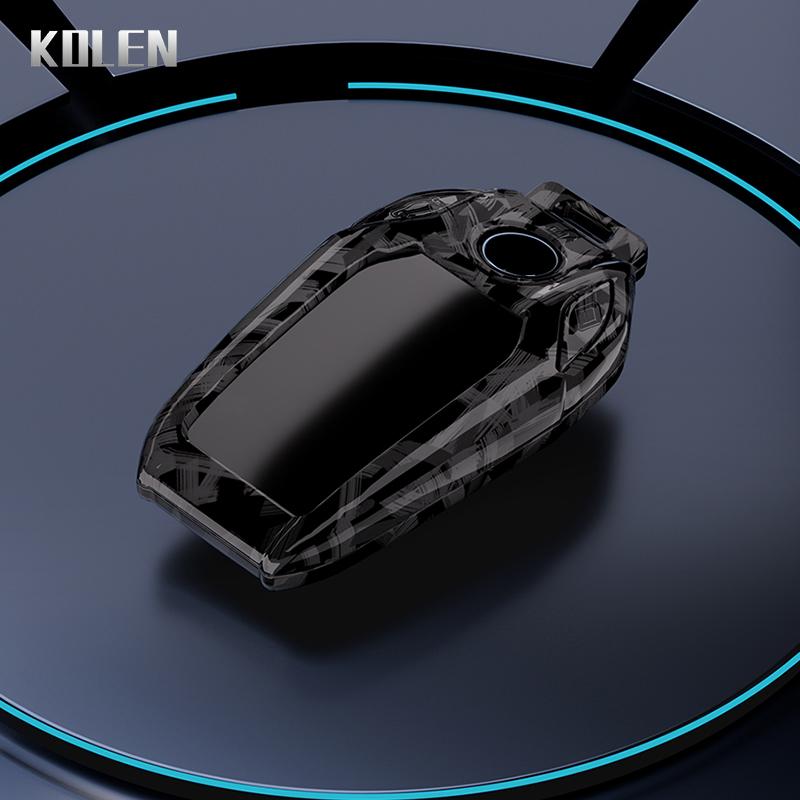 ABS Carbon Fiber Car LED Display Key Case Cover For BMW 5 7 Series X3 X4 X5 X7 G30 G31 G11 G12 G01 GT G32 i8 Shell Accessories