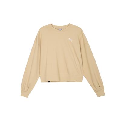 Logo Print Sports Casual Crew Neck Pullover Sweatshirt Women Sweatshirt Brown 679598-84