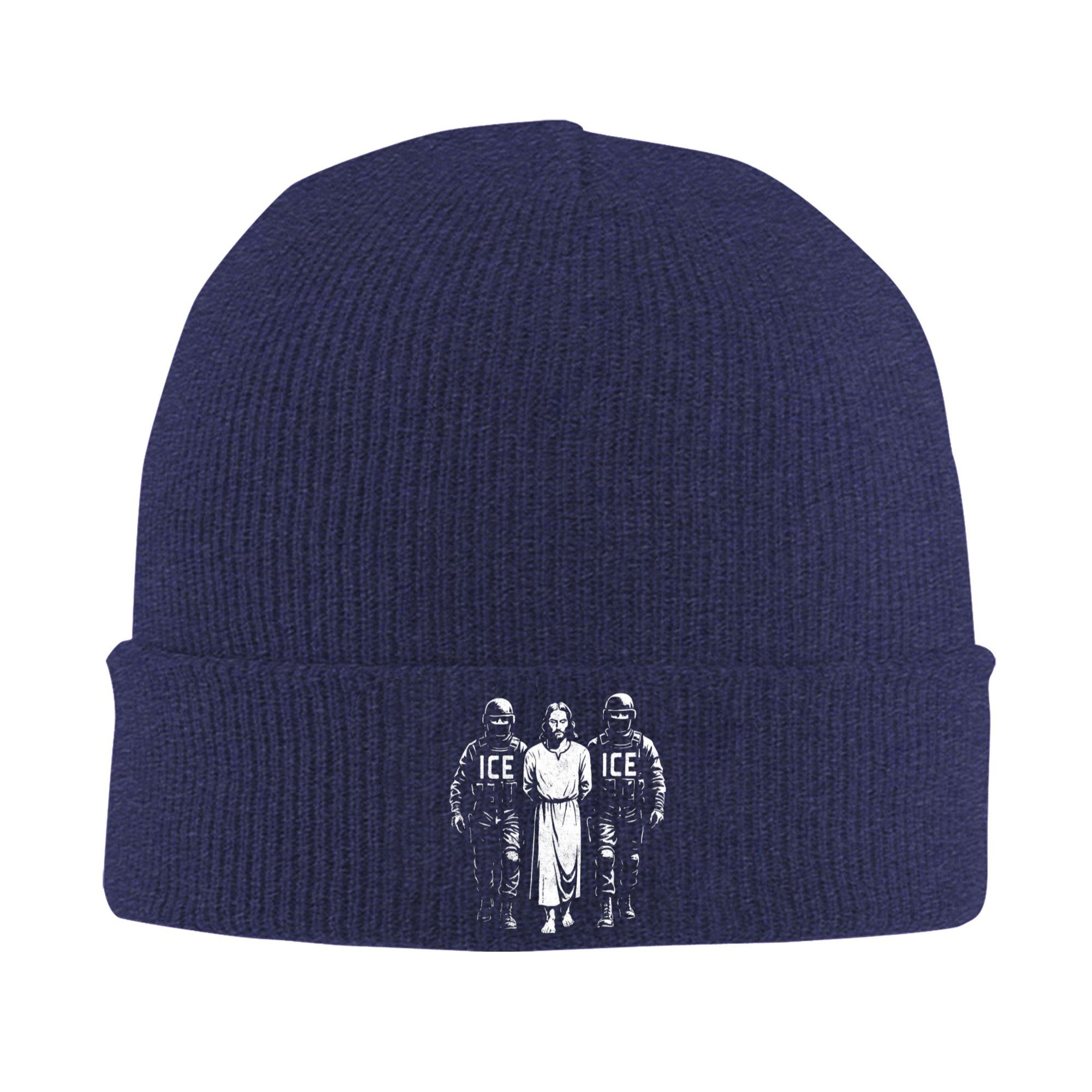 

ICE Arresting Jesus Beanie Hats Skullies Beanies Unisex Adult Trendy Warm Soft Caps Winter Gym Design Bonnet Hats One Size
