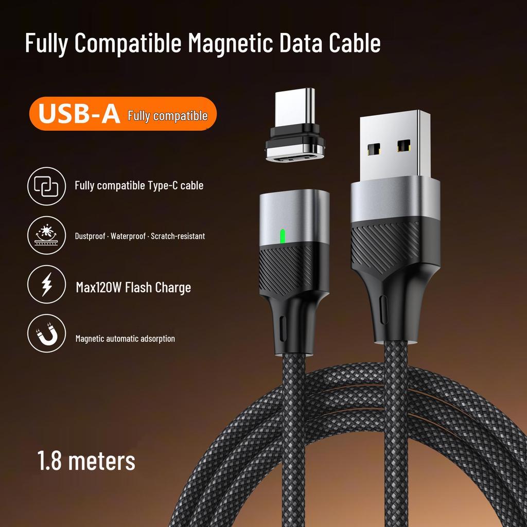PD240W Multifunctional Magnetic Type-C Charging Cable for Apple, Huawei, Laptop & Phone