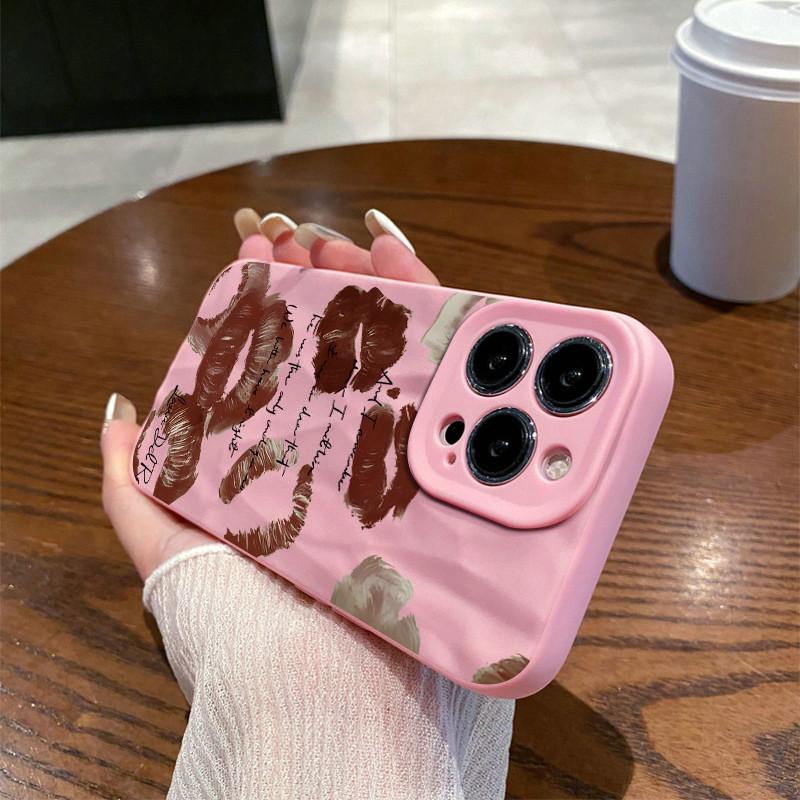 

Поверхневі зморшки та нерівності Корпус мобільного телефону Червоні губи з принтом Захисний матовий чохол із ТПУ М’який силіконовий чохол iPhone 12 Pro Max рожевий