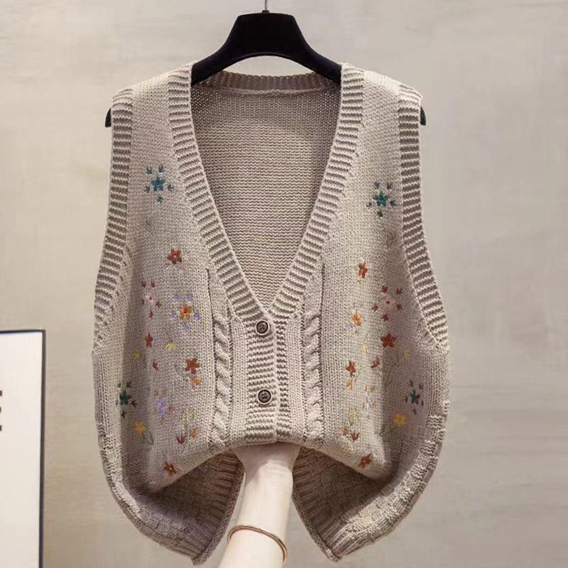 Sweaters Coat Cardigan for Women Autumn Winter Large Size Vintage Loose Sleeveless Knit Cardigan Sweaters Jacket