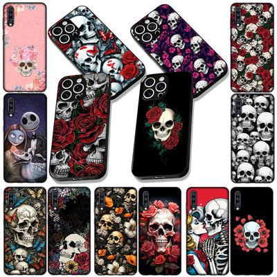 Cover for Samsung Galaxy S22 S21 S20 FE Ultra Plus A35 A36 A55 A37 A33 A34 A57 Coque Phone Case Floral Art Skull Flower Rose