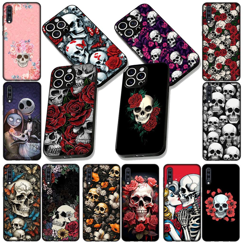 Cover for Samsung Galaxy Note 20 9 8 S8 S10 S9 Plus A54 A33 A21S A31 M21 S10E A17 Coque Phone Case Floral Art Skull Flower Rose