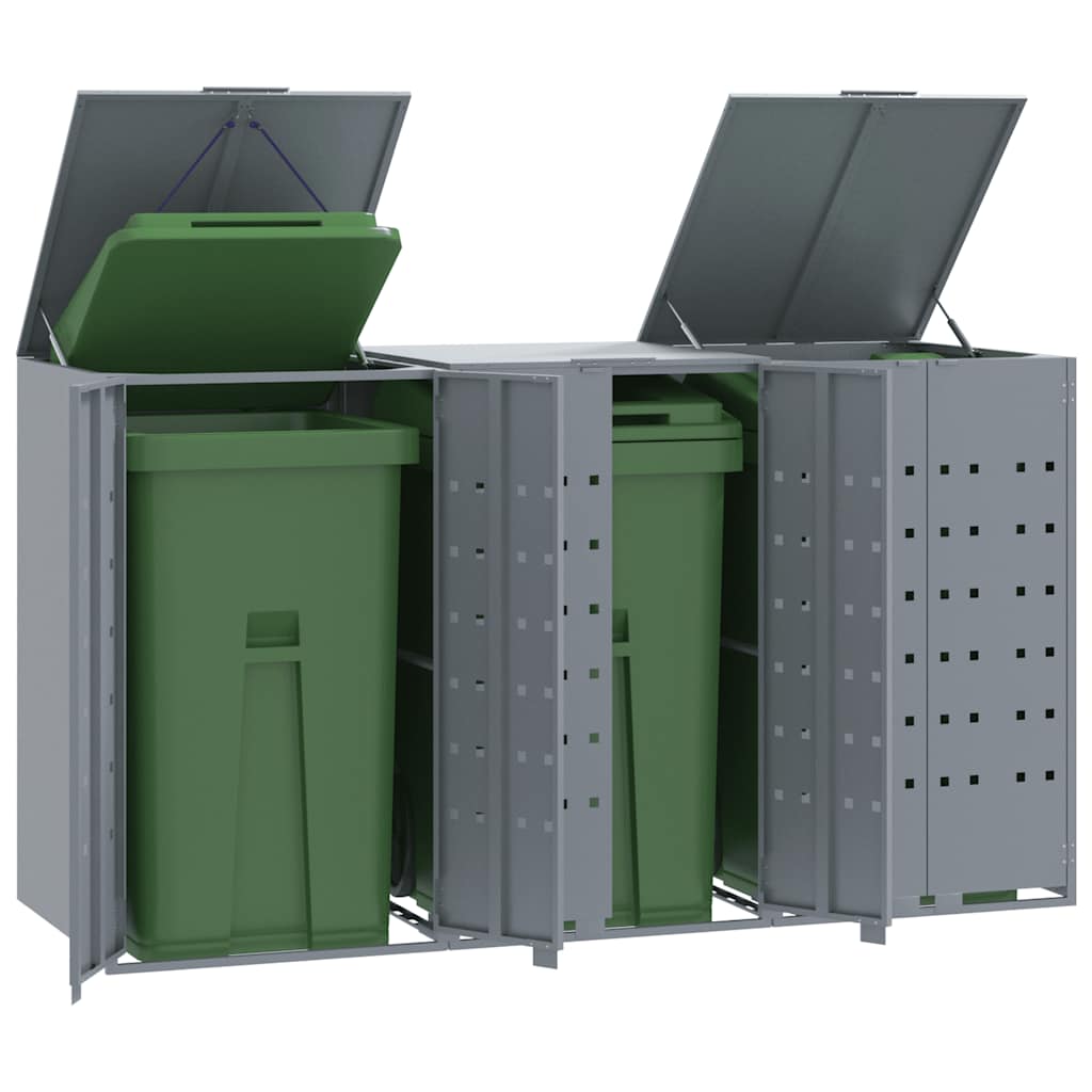 Vidaxl Mülltonnenbox für 3 Tonnen, Grau, 207x79x117 cm, Stahl