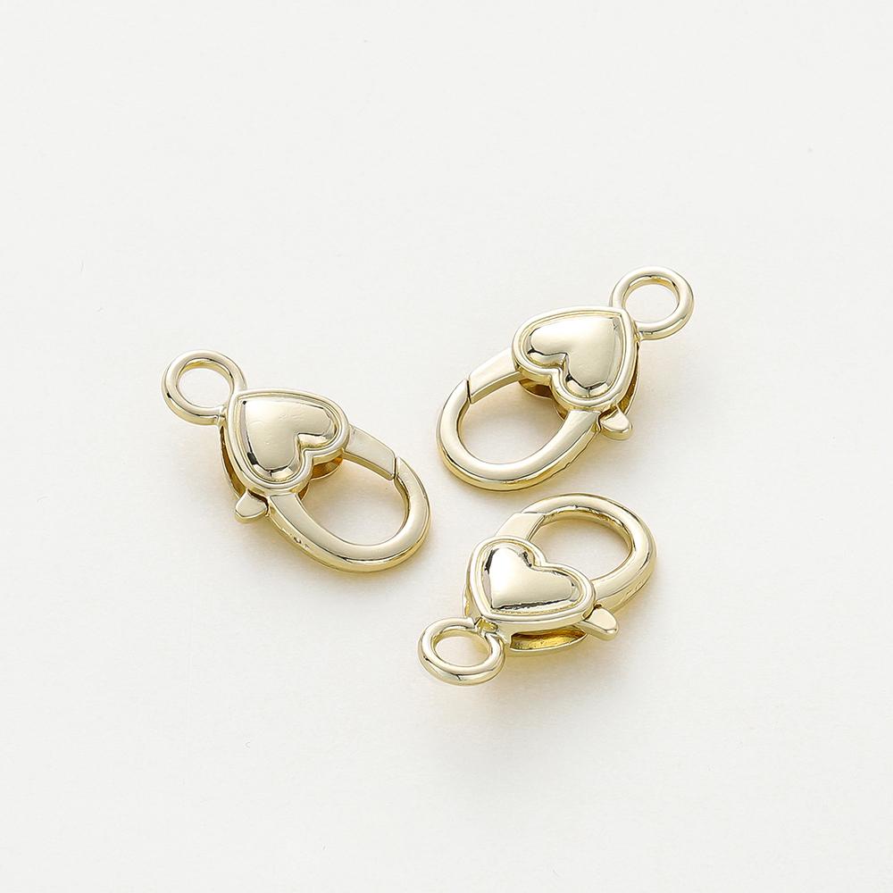 5pcs/lot14K 18K Gold Color Heart Lobster Clasps Connectors Charm Extender Clasps For DIY Necklace Jewelry Crafts Accessories