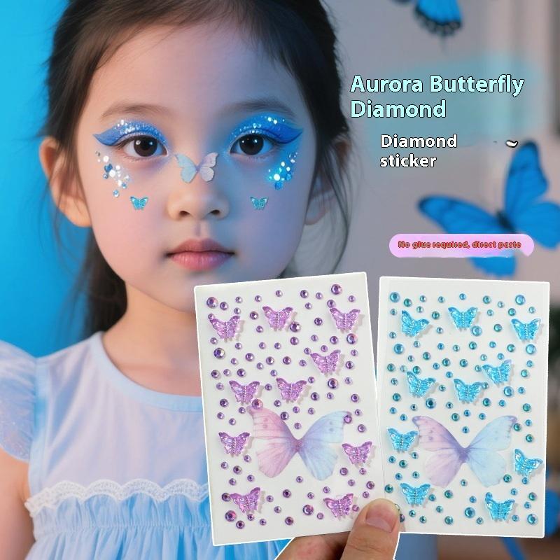 Facial Rhinestone Sticker Butterfly Gem Crystal Tattoo Self Adhesive Body Brow Makeup Mix Size Item Fairy Beauty Colorful Tattoo