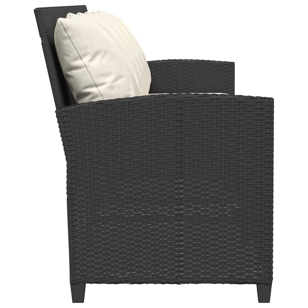 vidaXL Gartensofa 5-Sitzer mit Kissen Schwarz Poly Rattan
