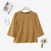 ZANZEA Women Casual Round Neck 3/4 Sleeve Loose Patchwork Crochet Blouse
