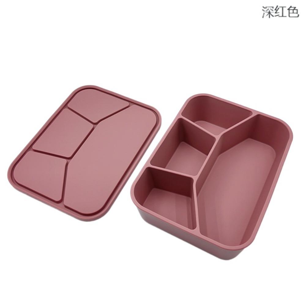

4 Compartment Food Container Microwave Safe Fresh-keeping Box Tableware Silicone Lunch Box Adult розовый