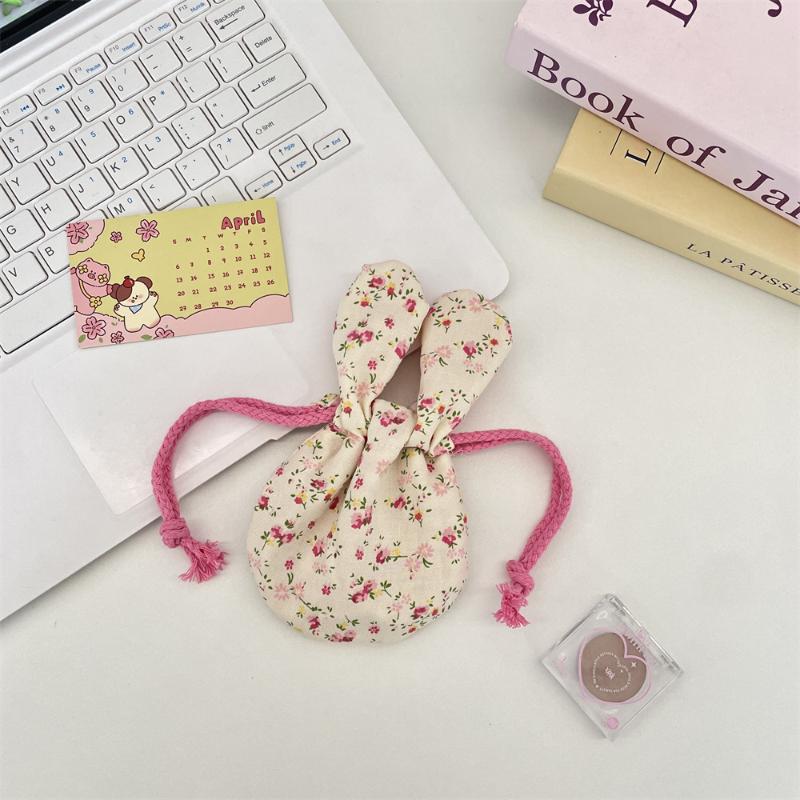 Niedlicher Häschenohren Blumenstrauß Kordelzug Aufbewahrungstasche Outdoor Tragbar Kosmetik Lippenstift Handtasche Für Outdoor Reise Aufbewahrungstasche