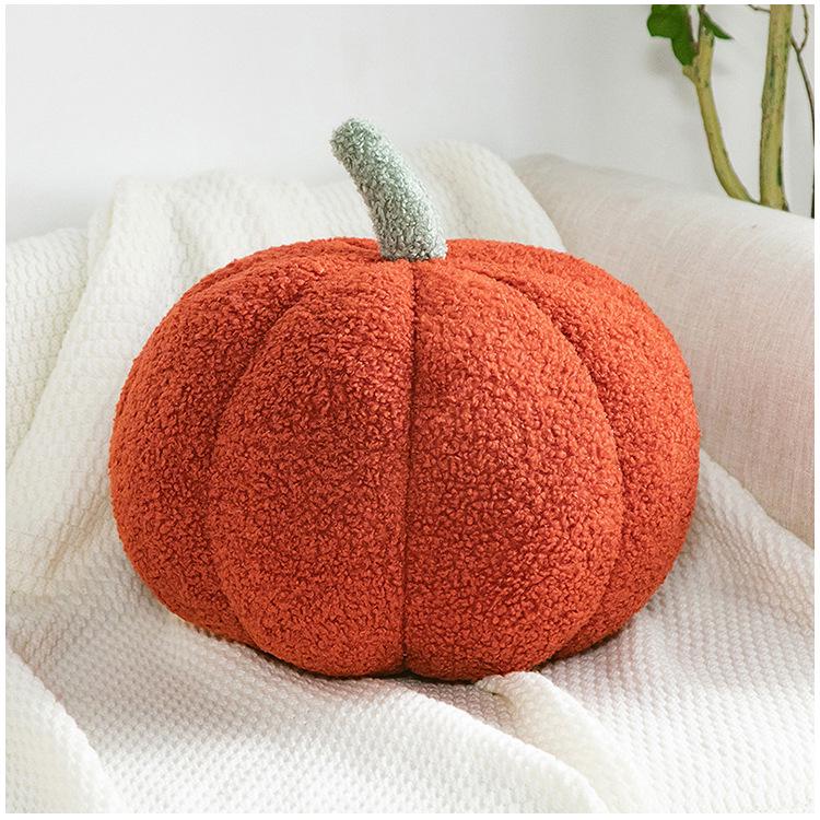 Romantisches Macaron Teddyfleece Kürbiskissen - Halloween Dekoration & Greifautomat Puppe 20 cm