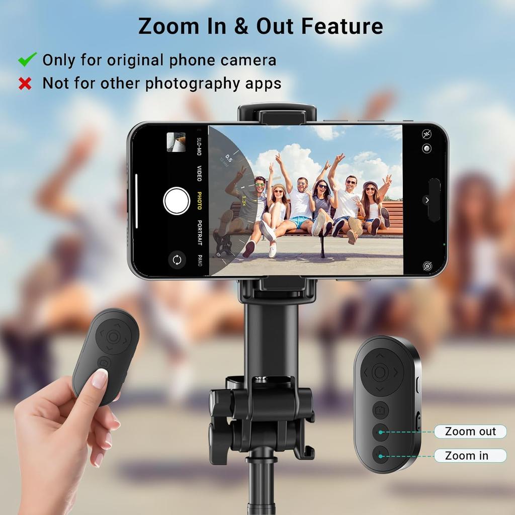 Wireless Camera Remote Control with Zoom for iPhone & Android, Versatile Shutter with Front/Rear Camera Switch for Photo & Video, Smartphone Remote