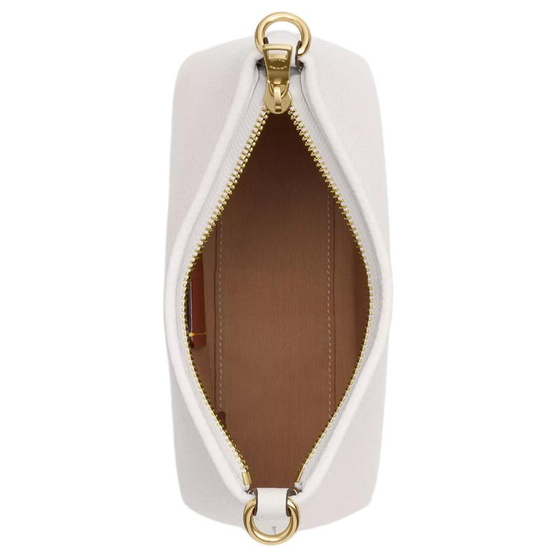 Coach Laurel 19 Logo Logo Zip Calf Leather Crossbody Shoulder Bag Small Women's Chalk White