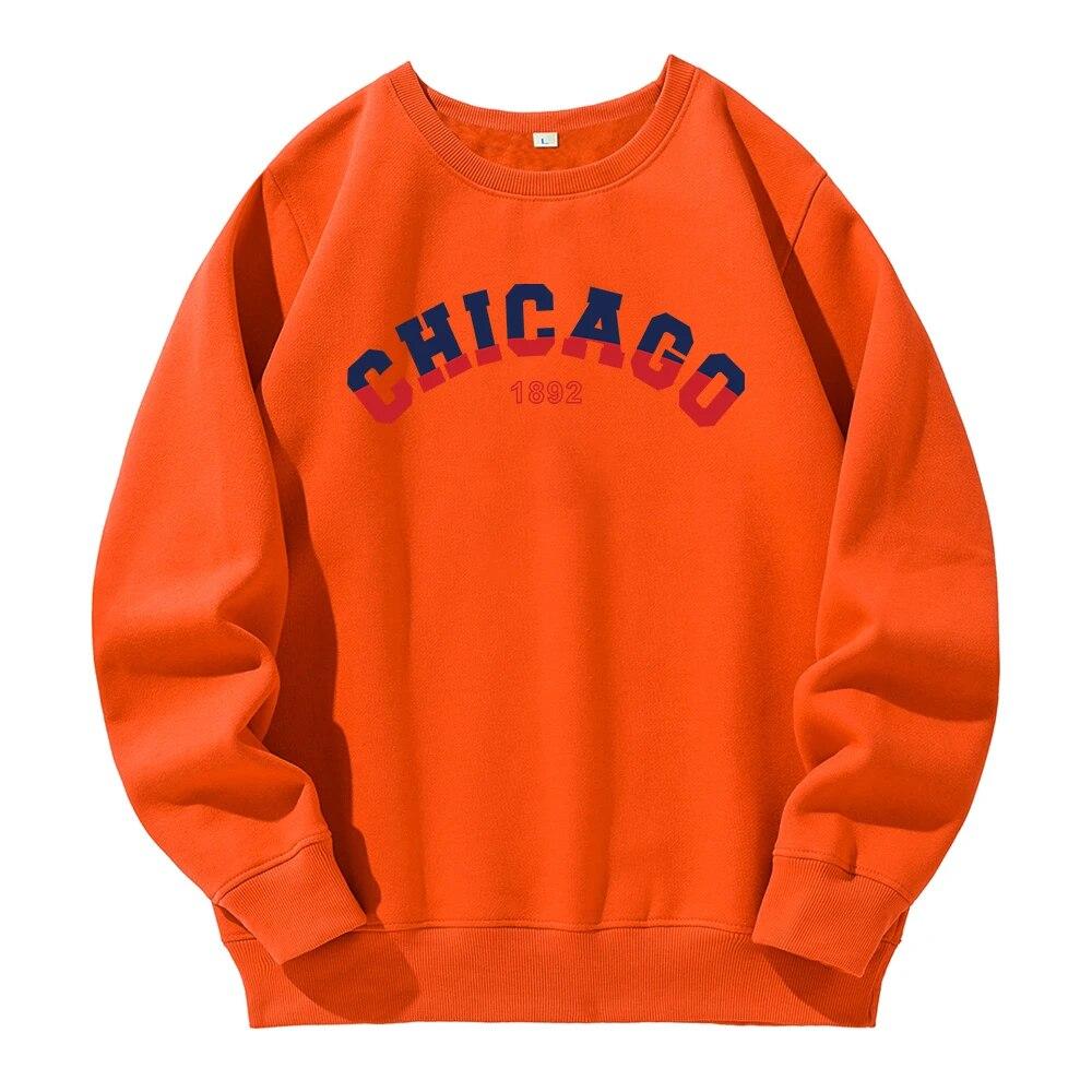 Chicago 1892 Red Blue Contrasting Design Unisex Sweatshirt Novelty Fashion Hooded O-Neck Casual Clothing Customize Loose Hoodies