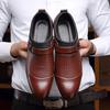 Herren Neue Business Casual Große Herrenschuhe Britische Koreanische Rundkopf Lederschuhe Übergröße Herrenschuhe