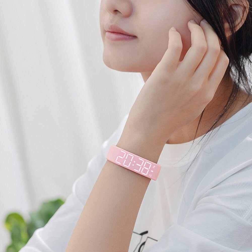 LED Digital Alarm Clock Watch Waterproof Snooze-proof Fitness Wristbands with Running Pedometer Adjustable Alarm Bracelet