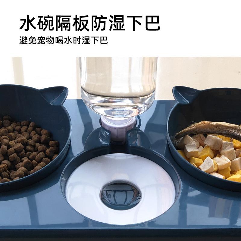 New Pet Dog Double Bowl Moisture-proof Mouth Neck Protection Dog Food Basin Multi-purpose Automatic Drinking Cat Basin