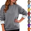 Haut Pull-over Décontracté Mode Femme Col Rond Hiver Couleur Unie Sweat-shirt en Peluche