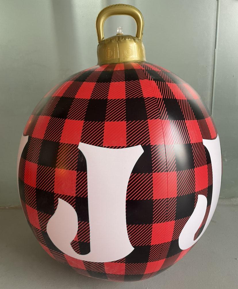 24 Inch Giant PVC Christmas Decorated Ball Inflatable Outdoor Holiday Yard Decorations Christmas Yard Decorations