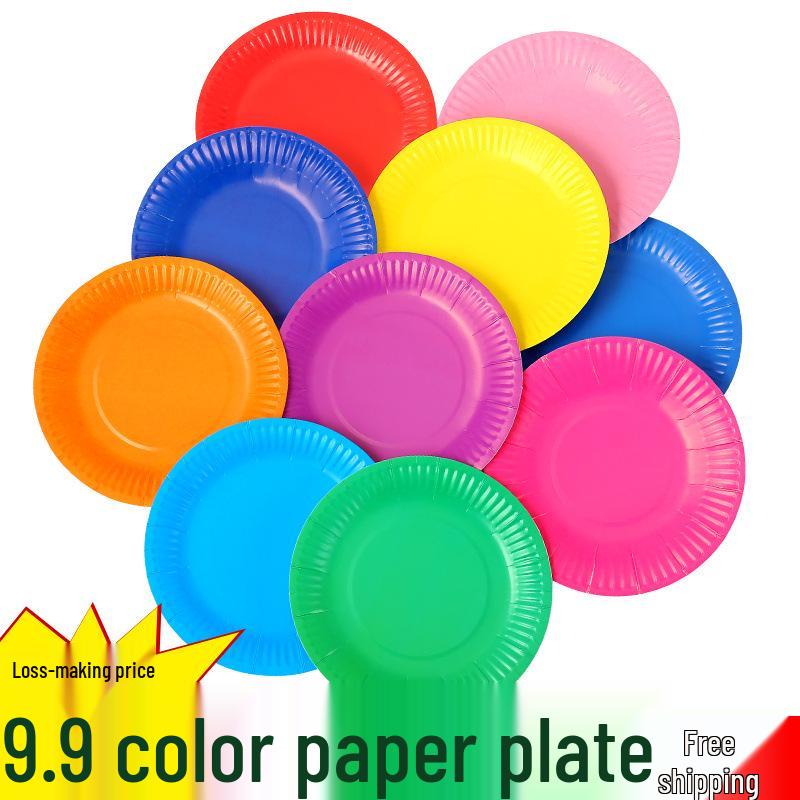 Colorful Disposable Paper Plates for Kindergarten Arts, Crafts, and Decor