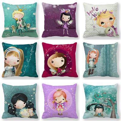 Princess Little Girl Cartoon Digital Printing Short Plush Pillow Covers For Car Sofa Office Cushion Cover Home Goods