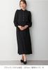 Maternity Band Waist Dot Long Open Polka Black 10492250 [ANGELIEBE] Dress, Collar, Shirring, Dress, Prenatal, Postnatal, Sleeve, Front, Nursing,