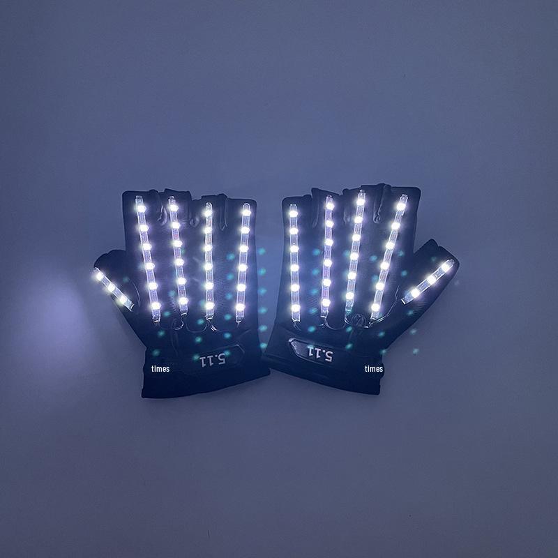 LED Wolverine Handschuhe & Dreifarbige Leuchtbogen-Brille für Bühnen- und Barauftritte