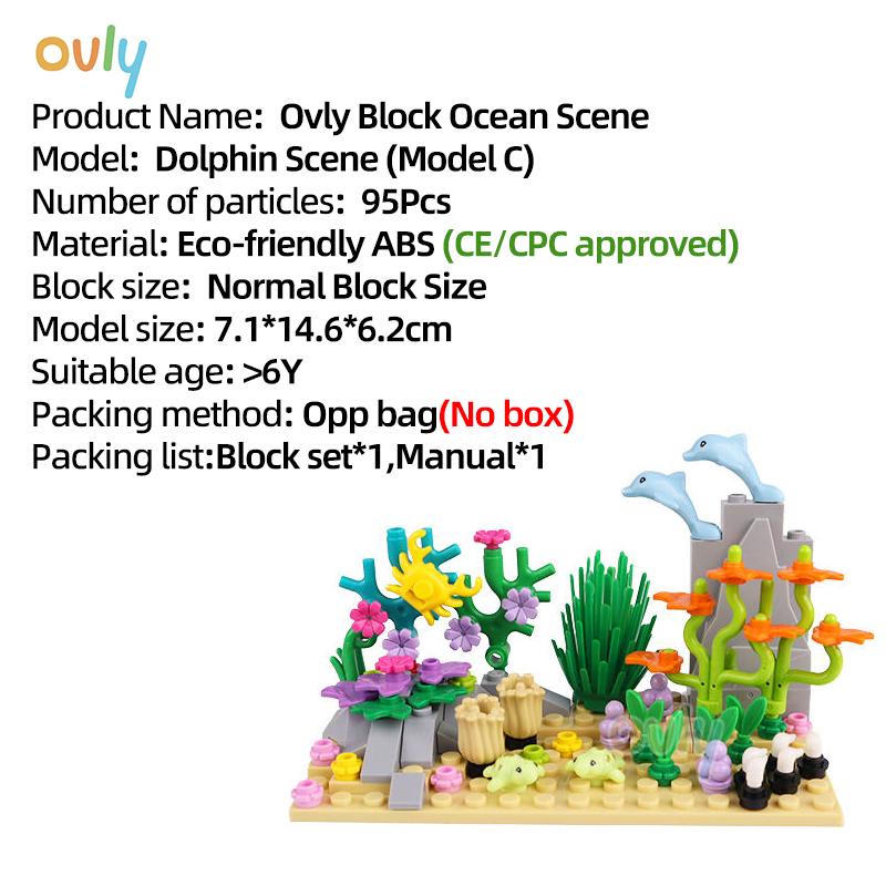

Ovly DIY Креативна Пригода Підводного Світу Акула Риба-Диявол Океани Тварина Рослина Акваріум Дисплей Набір Будівельних Блоків Малих Частинок для MOC