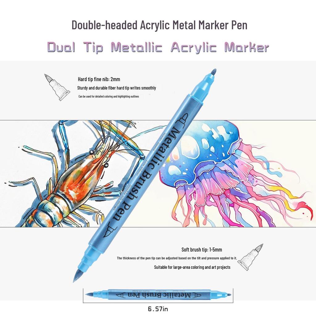 Acrylic Dual-Tip Marker Pens for Students and Kids - Doodling and Painting Set