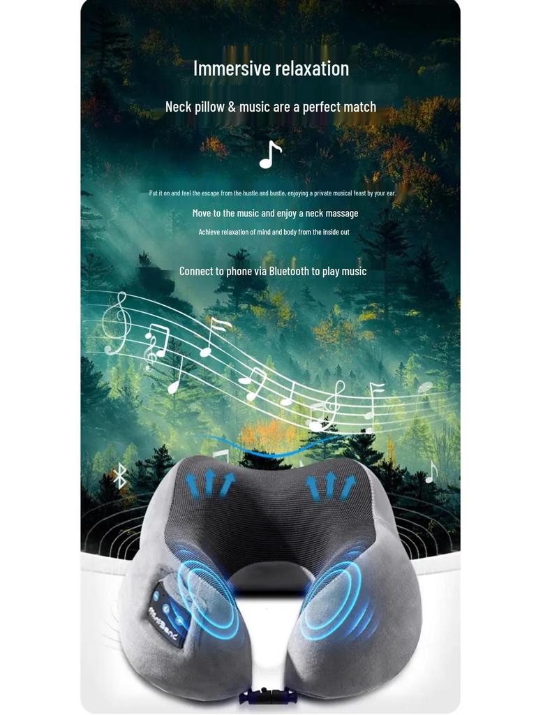 U-förmiges Bluetooth-Nackenkissen mit Stereo-Sound für Reisen und Büro