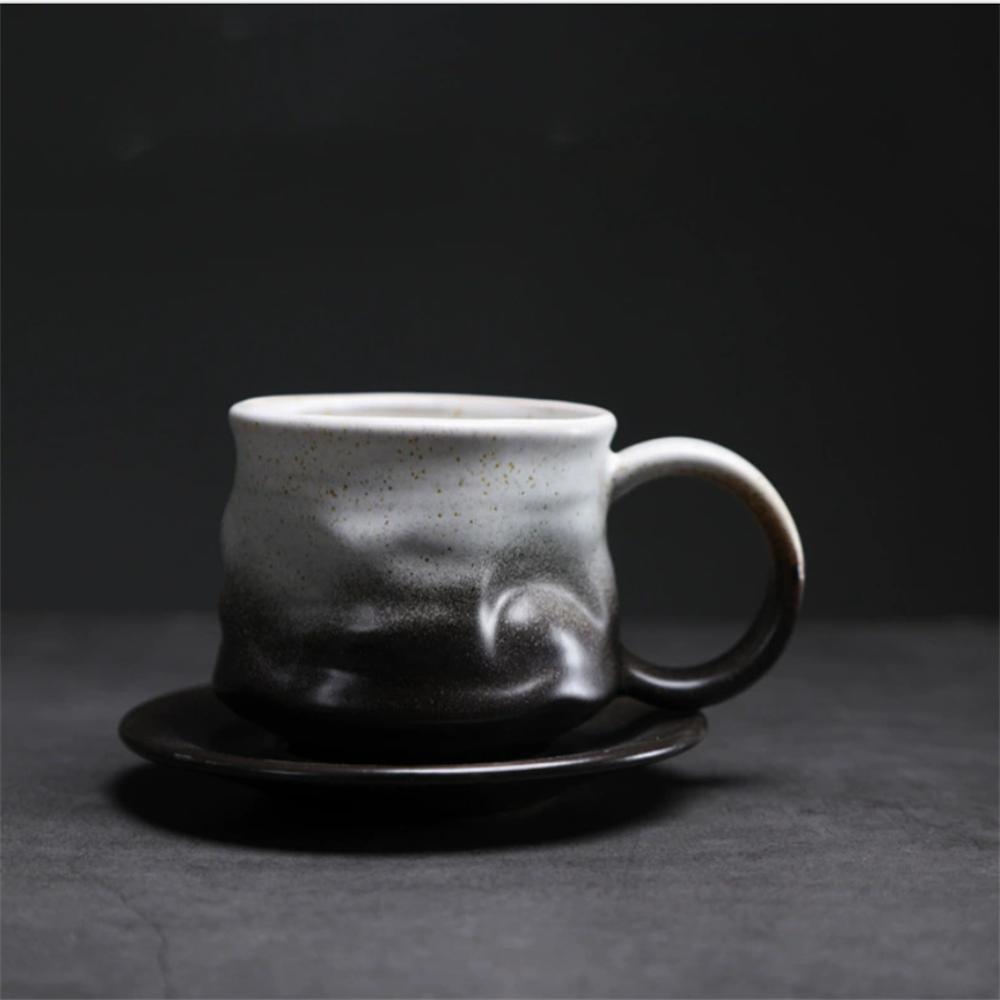 1X Japanese Style Creative Retro Ceramic Coffee Cup Mugs Saucer Set Tea Coarse Coffee Milk Cups Mug