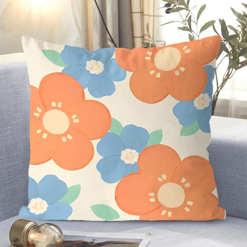 Ins Style Small Fresh Flower Pattern Decorative Pillowcase Living Room Bedroom Square Cushion Pillowcase