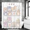 Cute Cartoon Rabbit Shower Curtain, Bathroom Decorative Shower Curtain, Waterproof Shower Curtain with Hooks