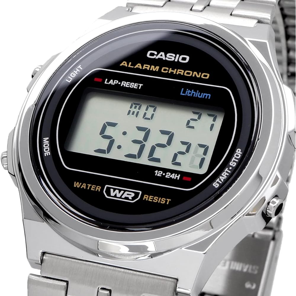 Casio Standard Vintage Unisex Classic Quartz Digital Watch Metal Silver Black A171WE-1A