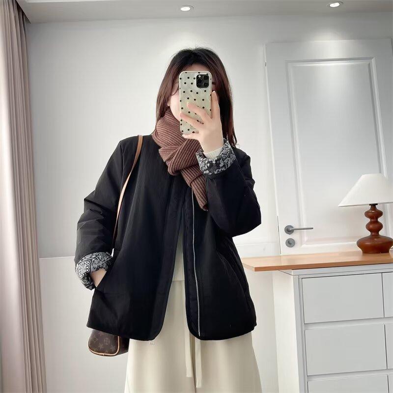 Plus Size Women Vintage Simple Warm Winter Padded Cotton Coat Outerwear
