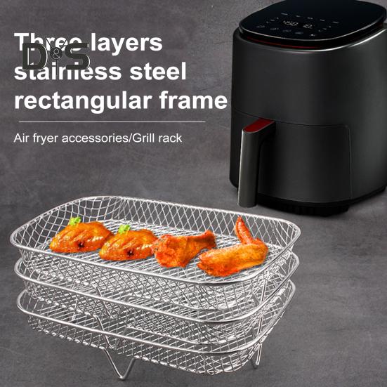 

Решетка для фритюрницы из нержавеющей стали, корзина для гриля, прочная универсальная духовка, микроволновая печь, можно мыть в посудомоечной машине, аксессуары для фритюрницы для безопасного приготовления пищи серебряный