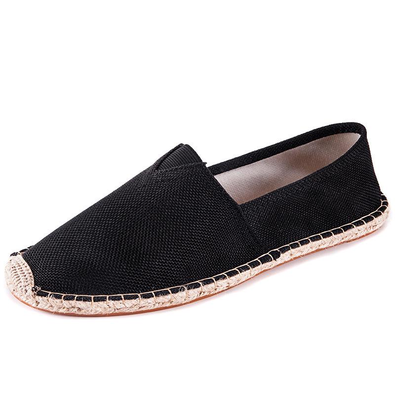Plus Size Summer Slip-On Espadrilles: Casual Canvas Shoes with Linen Sole & Solid Color Hemp Rope Design