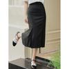 Temperament Medium and Long Pleated Split Suit Skirt Women's Summer Hip Skirt Mid Skirt