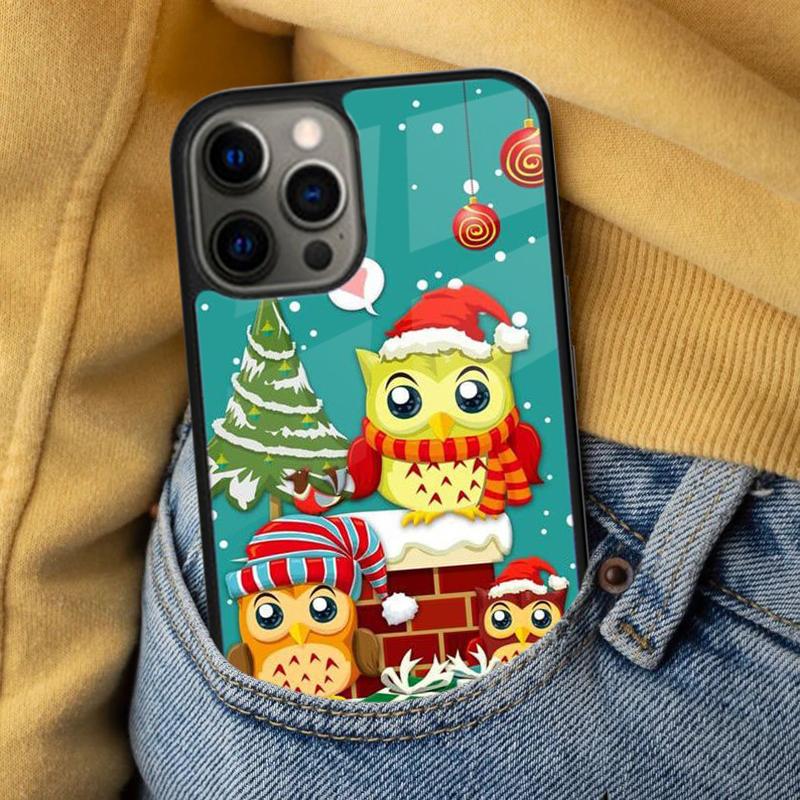 Christmas Owl Soft Phone Case for iPhone 17 Air 16e Pro max 15 Pro 13 14 Plus 11 12 MagSafe Magnetic Coque