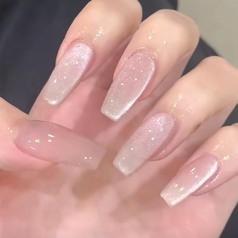 

Handcrafted Ballerina Nude Cat Eye Effect Removable Nail Tips